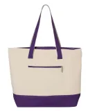 Q-Tees Q1300 19L Zippered Tote Natural/ Purple