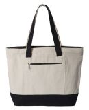 Q-Tees Q1300 19L Zippered Tote in Natural/ black
