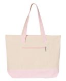 Q-Tees Q1300 19L Zippered Tote in Natural/ light pink