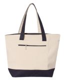 Q-Tees Q1300 19L Zippered Tote in Natural/ navy