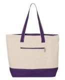 Q-Tees Q1300 19L Zippered Tote in Natural/ purple