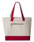 Q-Tees Q1300 19L Zippered Tote in Natural/ red