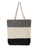 Q-Tees Q125900 11L Tri-Color Tote in Black/ natural/ light grey