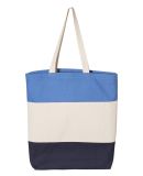 Q-Tees Q125900 11L Tri-Color Tote in Navy/ natural/ carolina blue