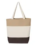 Q-Tees Q125900 11L Tri-Color Tote Chocolate/ Natural/ Khaki