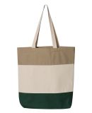 Q-Tees Q125900 11L Tri-Color Tote in Forest/ natural/ khaki