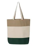 Q-Tees Q125900 11L Tri-Color Tote Forest/ Natural/ Khaki