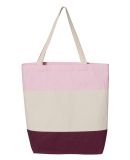 Q-Tees Q125900 11L Tri-Color Tote in Maroon/ natural/ light pink