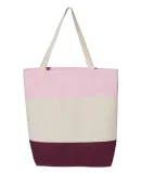 Q-Tees Q125900 11L Tri-Color Tote Maroon/ Natural/ Light Pink