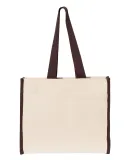 Q-Tees Q1100 14L Tote with Contrast-Color Handles in Natural/ chocolate