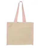 Q-Tees Q1100 14L Tote with Contrast-Color Handles in Natural/ light pink