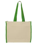 Q-Tees Q1100 14L Tote with Contrast-Color Handles in Natural/ lime