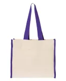 Q-Tees Q1100 14L Tote with Contrast-Color Handles in Natural/ purple