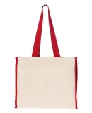 Q-Tees Q1100 14L Tote with Contrast-Color Handles in Natural/ red