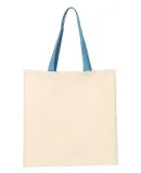 Q-Tees QTB6000 Economical Tote with Contrast-Color Natural/ Carolina Blue