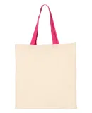 Q-Tees QTB6000 Economical Tote with Contrast-Color Natural/ Hot Pink