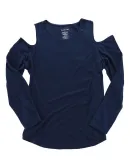 Boxercraft T31 Women's Cold Shoulder Long Sleeve T Navy