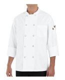 Chef Designs 0423L 100% Polyester Ten Pearl Button White
