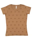 Code V 3629 Women's Star Print Scoop Neck Tee Coyote Brown Star