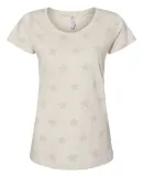 Code V 3629 Women's Star Print Scoop Neck Tee Natural Heather Star