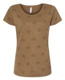 Code V 3629 Women's Star Print Scoop Neck Tee in Coyote brown star