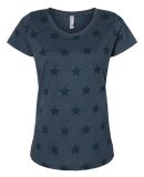 Code V 3629 Women's Star Print Scoop Neck Tee in Denim star
