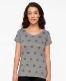 Code V 3629 Women's Star Print Scoop Neck Tee in Granite heather star