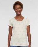 Code V 3629 Women's Star Print Scoop Neck Tee in Natural heather star