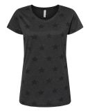 Code V 3629 Women's Star Print Scoop Neck Tee in Smoke star
