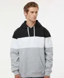 J America 8644 Varsity Fleece Colorblocked Hooded  Black/ Oxford