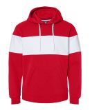 J America 8644 Varsity Fleece Colorblocked Hooded  Red