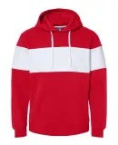 J America 8644 Varsity Fleece Colorblocked Hooded  Red