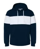 J America 8644 Varsity Fleece Colorblocked Hooded  Navy