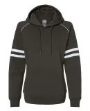 J America 8645 Women's Varsity Fleece Piped Hooded Black