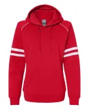 J America 8645 Women's Varsity Fleece Piped Hooded Red