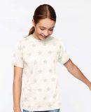 Code V 2229 Youth Star Print Tee in Natural heather star