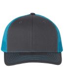 Richardson Hats 112 Adjustable Snapback Trucker Ca in Charcoal/ neon blue