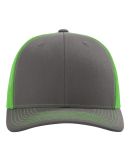 Richardson Hats 112 Adjustable Snapback Trucker Ca in Charcoal/ neon green