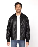 Threadfast Apparel 395J Unisex Bomber Jacket BLACK VEGAN LTHR