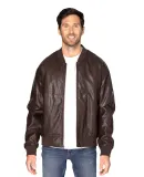 Threadfast Apparel 395J Unisex Bomber Jacket BROWN VEGAN LTHR