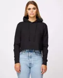 Tultex 585 Women's Cropped Fleece Hooded Sweatshir in Black