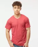 0207TC Tultex Blend V-Neck in Heather red