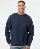 LA T 6789 Adult Statement Fleece Crew Sweatshirt in Navy/titanium