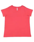 LA T 3817 Ladies' Curvy V-Neck Fine Jersey T-Shirt in Vintage red