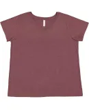 LA T 3817 Ladies' Curvy V-Neck Fine Jersey T-Shirt in Sangria blackout