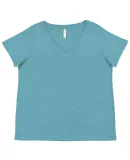 LA T 3817 Ladies' Curvy V-Neck Fine Jersey T-Shirt in Surf blackout