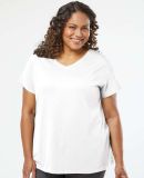 LA T 3817 Ladies' Curvy V-Neck Fine Jersey T-Shirt in Blended white