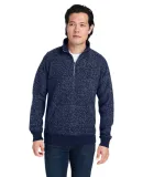 J America 8713 Aspen Fleece Quarter-Zip Sweatshirt Navy Speck