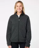 J America 8716 Women's Traverse Full-Zip Sweatshir Black Herringbone