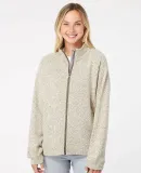 J America 8716 Women's Traverse Full-Zip Sweatshir Oatmeal Herringbone